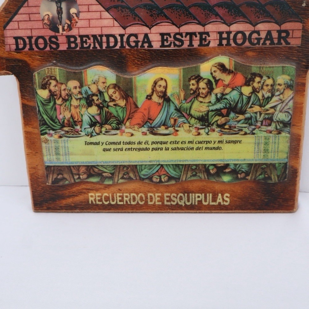 VTG The Last Supper Wood Wall Art DIOS BENDIGA ESTE HOGARE God Bless This Home - Picture 4 of 7